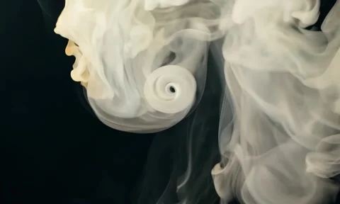 Smoke. Cloud of cold fog in blue light spot on black background Stock Footage 302287631