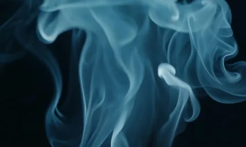 Smoke. Cloud of cold fog in blue light spot on black background Stock Footage 302287667