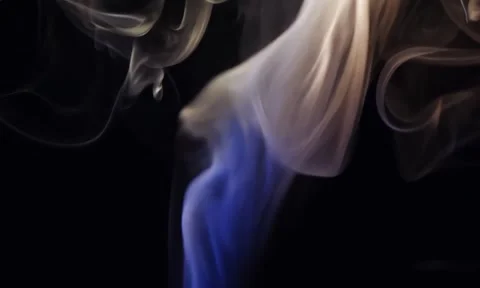 Smoke. Cloud of cold fog in blue light spot on black background Stock Footage 302287671