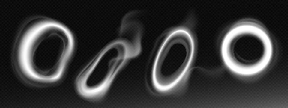 Smoke cloud ring on dark transparent background. イラスト素材