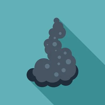Smoke cloud rising with long shadow on turquoise background Stock Illustration