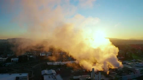 Smoke Cloud Rising up Revealing Mt. Hood at Sunrise in Portland Oregon Stock Footage 147336984