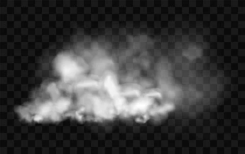 Smoke cloud stream. Transparent fog effect. White vector cloudiness, mist or Illustrazione stock