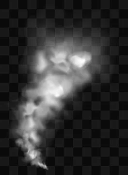 Smoke cloud stream. Transparent fog effect. White vector cloudiness, mist or Stock Illustration