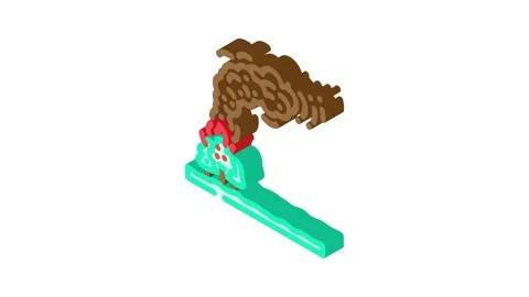 Smoke cloud wildfire disaster isometric icon animation Stock Footage 327282163
