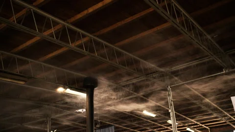 Smoke clouds in dark interior, abstract industrial atmosphere and air pollu.. Stock Footage 340479416