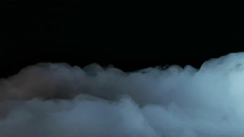 Smoke clouds, fog effect, black background, Vidéo 154199430