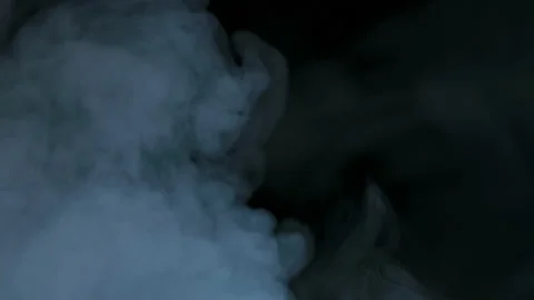 Smoke clouds, fog effect, black background, Stock Footage 154199434