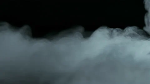 Smoke clouds, fog effect, black background, Vidéo 154200477