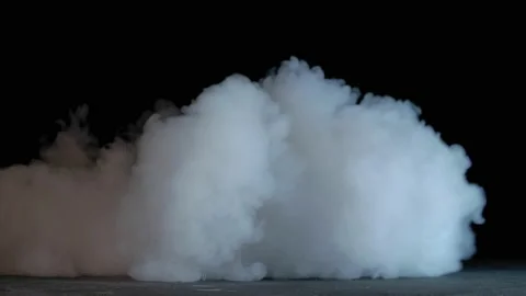 Smoke clouds, fog effect, black background, Stock Footage 154202228