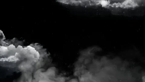 Smoke clouds rising against black background Stock Footage 338215815