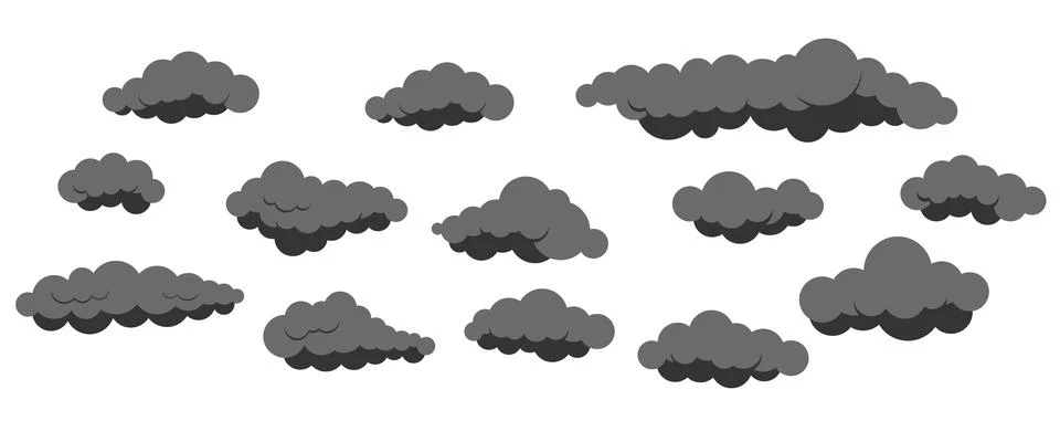 Smoke clouds vector icon set isolated on white background. Stock Illustration