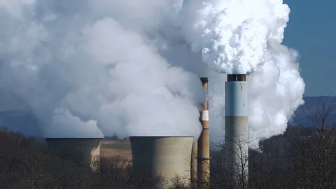 Smoke from coal powered electricity generating station Stock Footage 72227000