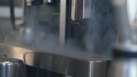Smoke From Coffee Machine In Coffee Shop Stock Footage 201449110