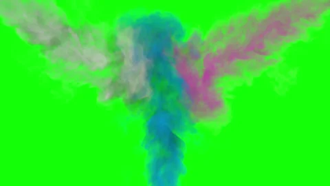 Smoke collision animation on green background. a multicolored smoke background Stock Footage 280146478