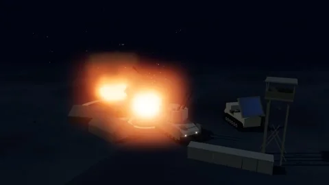 Smoke column over air defence battery after a quadcopter strike at night 库存影片 342333125