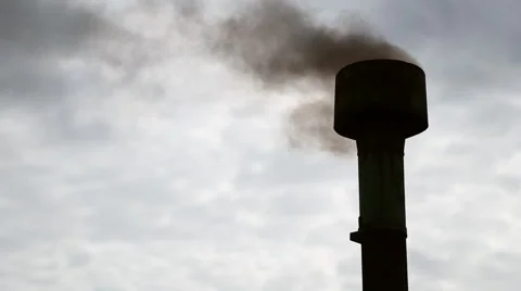 The smoke comes from the chimneys Stock Footage 67977874