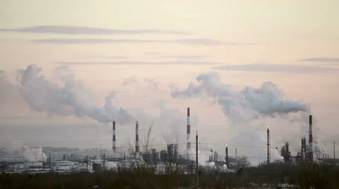 The smoke comes from the chimneys in winter Stock Footage 46366250