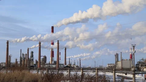 The smoke comes from the chimneys in winter Video stock 46368391