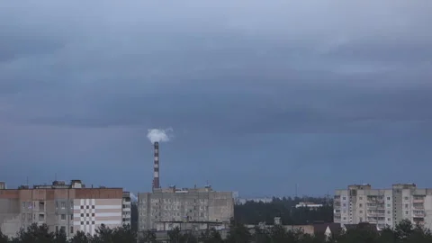 Smoke comes from the factory pipe Stock Footage 120300108