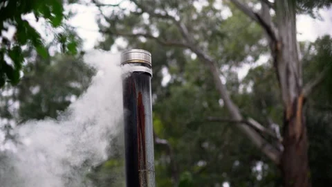A smoke comes out of a chimney. Stock Footage 132410058