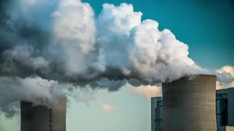 Smoke comes out of the chimneys Polluting air brick factories pipes coal mine Видео 334651021