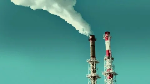 Smoke comes out of the chimneys Polluting air brick factories pipes coal mine Stock-Footage 334651367