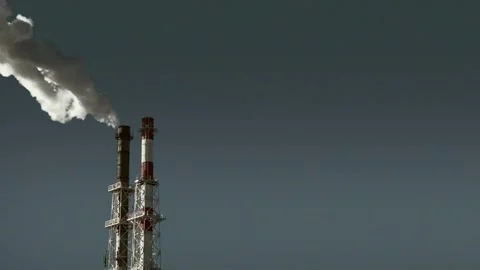 Smoke comes out of the chimneys Polluting air brick factories pipes coal mine Vídeos de archivo 334651369