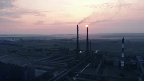 Smoke comes out of the chimneys Polluting air brick factories pipes coal mine Stock-Footage 334651403