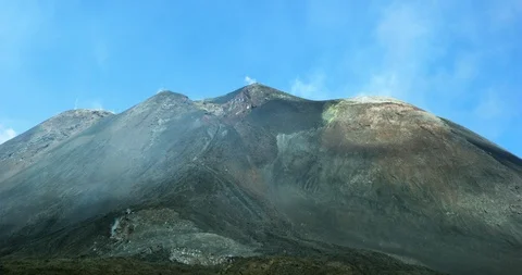 The smoke comes out from the crater of volcano Etna, statics Video stock 111731153