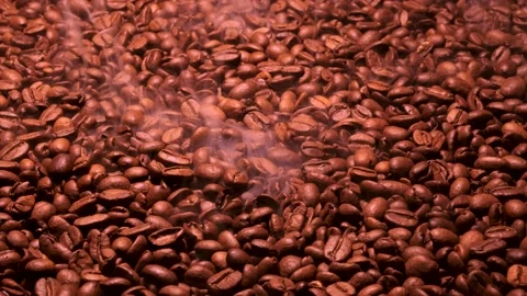 Smoke comes from roasted coffee. Stock Footage 169458176