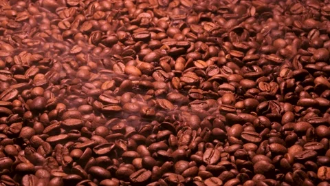 Smoke comes from roasted coffee. Stock Footage 171309513