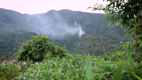 Smoke coming out in the mountain Video stock 155368073