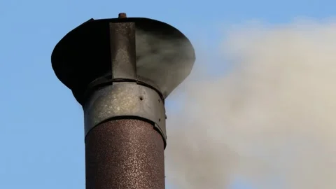 Smoke is coming out of an old chimney. Stock Footage 139972083