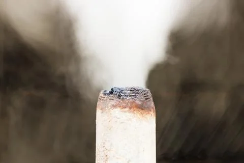 Smoke coming out of the pipe. Foto stock