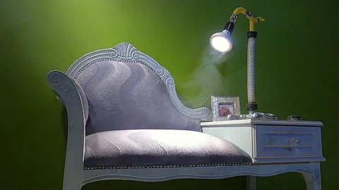 Smoke dance under a particular lamp at night at home Vídeos de archivo 138986377