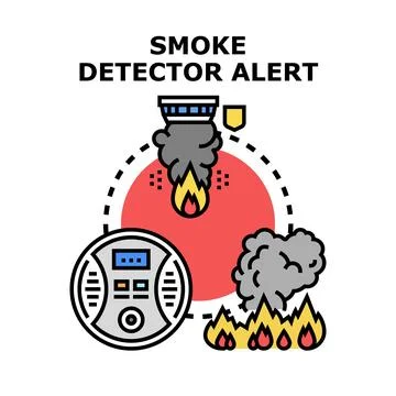 Smoke detector alerting to fire hazard and safety Stock Illustration