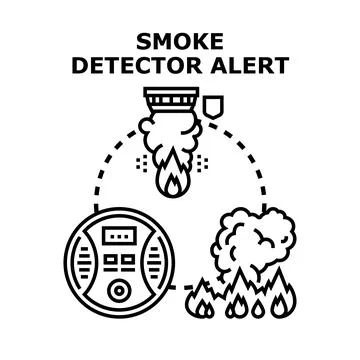 Smoke detector alerting to fire hazard and safety Stock Illustration