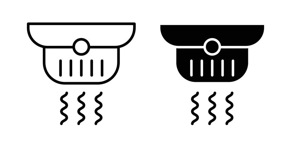 Smoke detector icon black vector isolated on white Stock Illustration