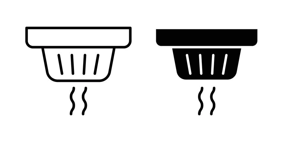 Smoke detector icon linear versions pack on white background Stock Illustration