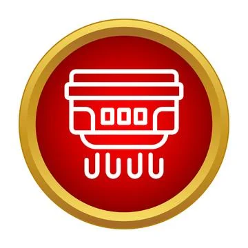 Smoke detector icon with a red circle and a golden frame Stock Illustration
