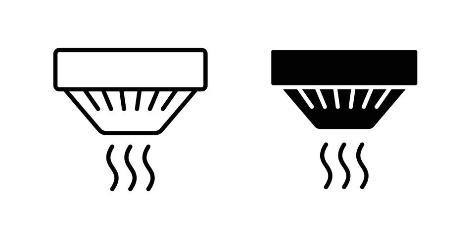 Smoke detector icon solid, line, and editable vector set. Stock Illustration