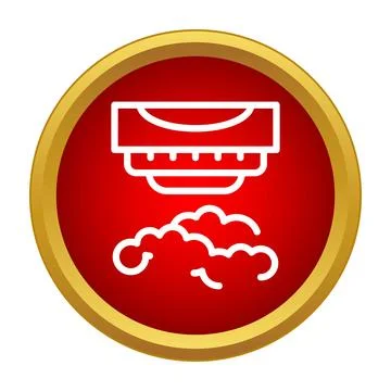 Smoke detector sensing fire emergency alarm protection icon Stock Illustration