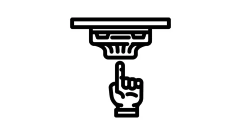 Smoke detector testing home maintenance line icon animation Stock Footage 326749115