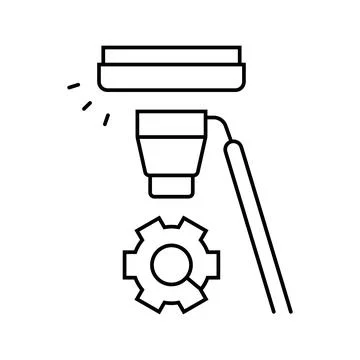 Smoke detector testing home maintenance line icon vector illustration Stock Illustration
