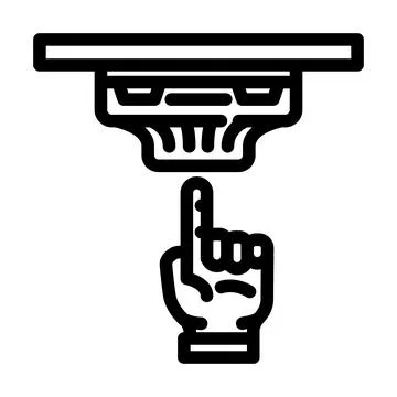 Smoke detector testing home maintenance line icon vector illustration Stock Illustration