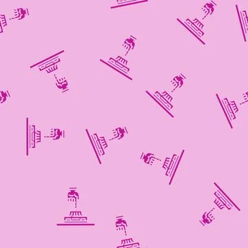 Smoke detector testing home maintenance glyph vector seamless pattern Stock Illustration