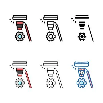 Smoke detector testing home maintenance color multipack icon vector Stock Illustration