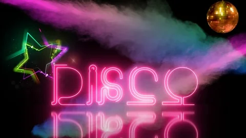 Smoke Disco Text Video stock 105154173