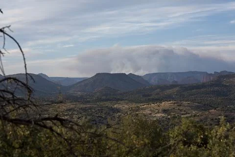 Smoke from the distant Slide Fire. Stock-Fotos